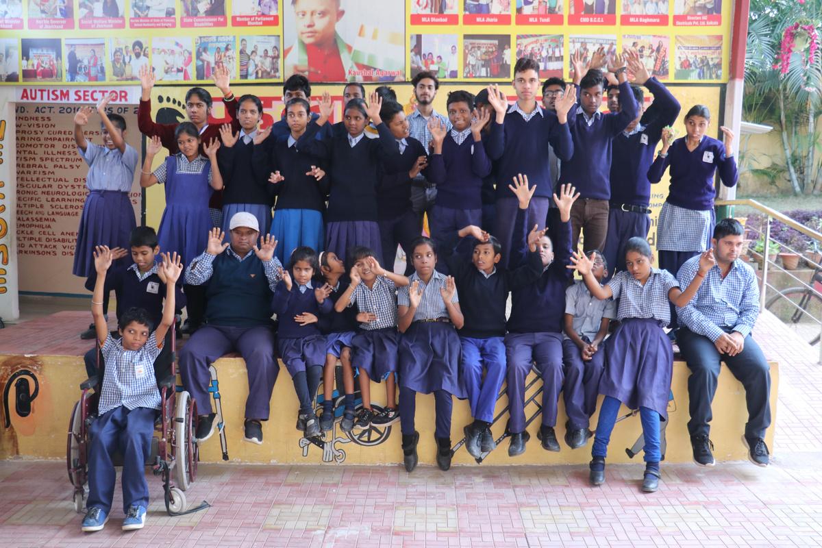 Children studying in class with special educators